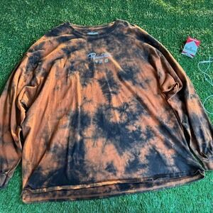 Primitive Naruto Shippuden Shirt Mens 2XL Black Orange Tie Dye Long Sleeve Anime